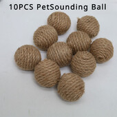 10 PCS Kaķu skaņu bumba Interaktīva, ar rokām darināta sizala kaķu skrāpējamā bumba, kas rada skaņas Kaķu rotaļlieta Mājas kaķēnu bumbiņu rotaļlietas