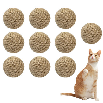 10 PCS Kaķu skaņu bumba Interaktīva, ar rokām darināta sizala kaķu skrāpējamā bumba, kas rada skaņas Kaķu rotaļlieta Mājas kaķēnu bumbiņu rotaļlietas