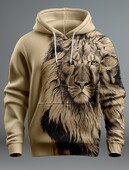 Jauns Graphic Lion vīriešu modes 3D drukas džemperis ar kapuci Streetwear kapuces ar garām piedurknēm ar kapuci ar apdruku priekšpusē kabatā pavasara džemperis