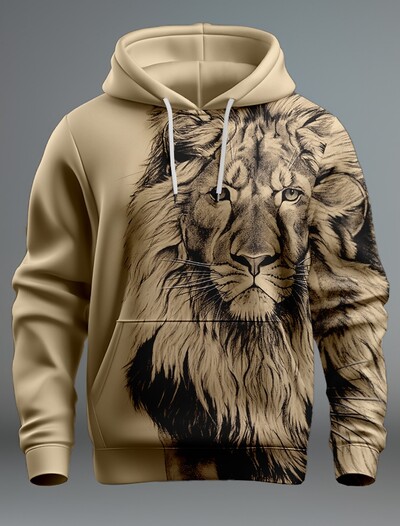 Jauns Graphic Lion vīriešu modes 3D drukas džemperis ar kapuci Streetwear kapuces ar garām piedurknēm ar kapuci ar apdruku priekšpusē kabatā pavasara džemperis
