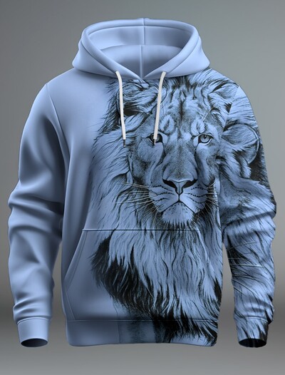 Jauns Graphic Lion vīriešu modes 3D drukas džemperis ar kapuci Streetwear kapuces ar garām piedurknēm ar kapuci ar apdruku priekšpusē kabatā pavasara džemperis