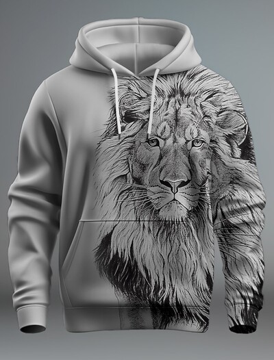 Jauns Graphic Lion vīriešu modes 3D drukas džemperis ar kapuci Streetwear kapuces ar garām piedurknēm ar kapuci ar apdruku priekšpusē kabatā pavasara džemperis