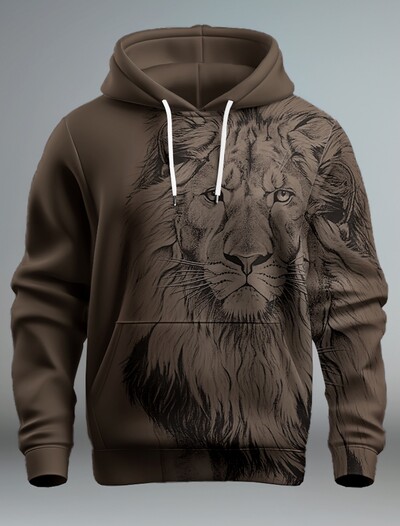 Jauns Graphic Lion vīriešu modes 3D drukas džemperis ar kapuci Streetwear kapuces ar garām piedurknēm ar kapuci ar apdruku priekšpusē kabatā pavasara džemperis