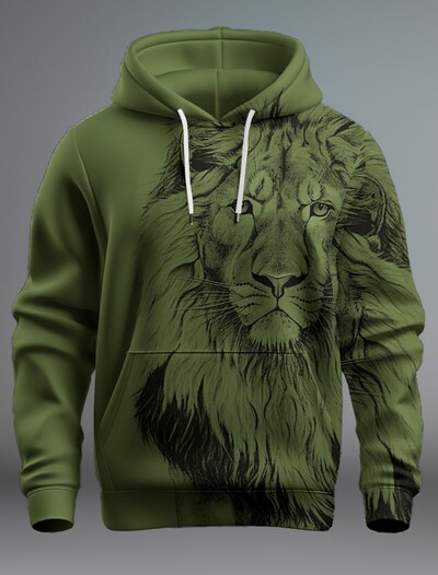 Jauns Graphic Lion vīriešu modes 3D drukas džemperis ar kapuci Streetwear kapuces ar garām piedurknēm ar kapuci ar apdruku priekšpusē kabatā pavasara džemperis