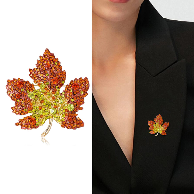 Broșe din frunze de arțar cu stras pentru femei, unisex, ace de frunze de plante, colecția de petreceri la birou, cadouri pentru prieteni, accesorii