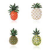 Emajlirani broševi s ananasom od kamenčića za žene, uniseks igle s biljkama, 4 boje, dostupni ležerni dodaci za zabave, darovi