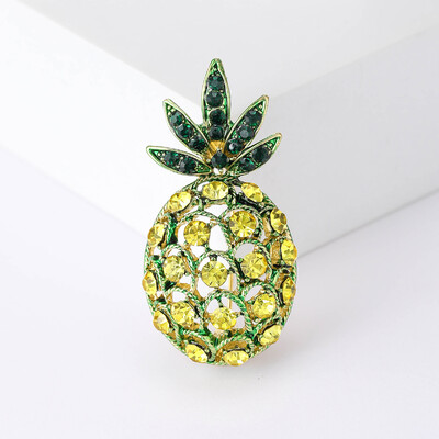Emajlirani broševi s ananasom od kamenčića za žene, uniseks igle s biljkama, 4 boje, dostupni ležerni dodaci za zabave, darovi