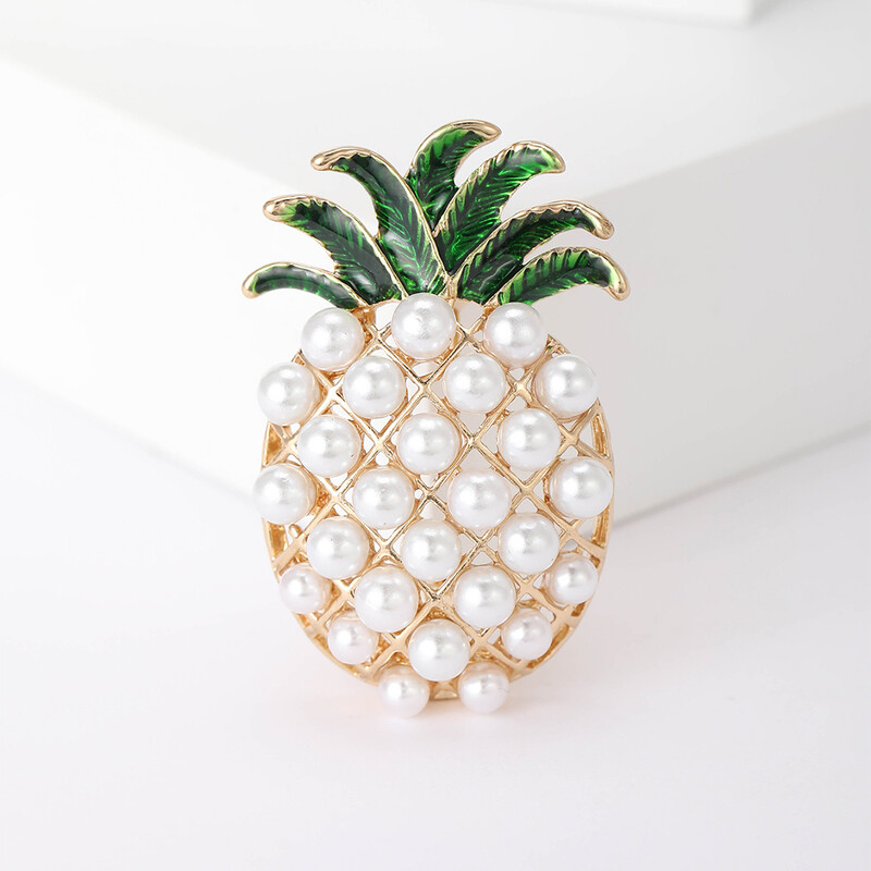 Emajlirani broševi s ananasom od kamenčića za žene, uniseks igle s biljkama, 4 boje, dostupni ležerni dodaci za zabave, darovi