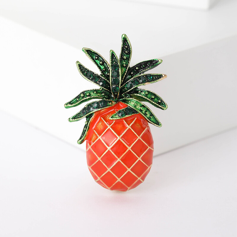 Emajlirani broševi s ananasom od kamenčića za žene, uniseks igle s biljkama, 4 boje, dostupni ležerni dodaci za zabave, darovi