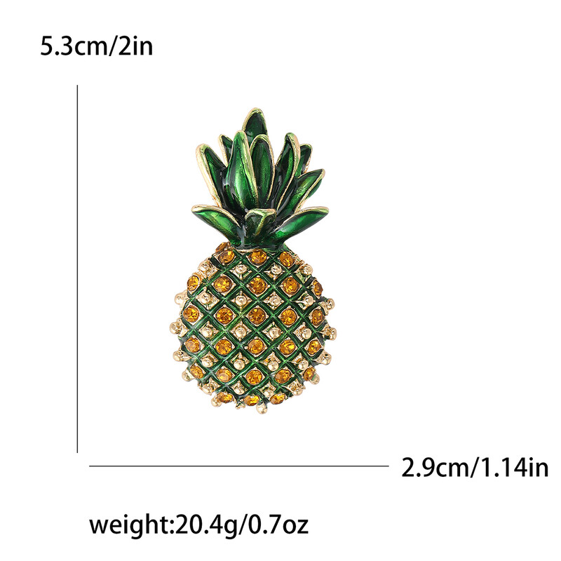 Emajlirani broševi s ananasom od kamenčića za žene, uniseks igle s biljkama, 4 boje, dostupni ležerni dodaci za zabave, darovi