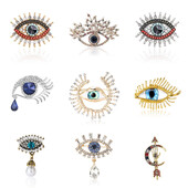 Vintage broševi s vražjim okom za žene, uniseks, glamurozne igle, dostupni u više boja, ležerni dodaci za zabave, darovi