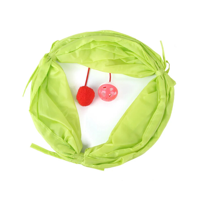 Kaķa tunelis rotaļlieta Smieklīgs mājdzīvnieks 2 caurumu rotaļu caurules bumbiņas saliekamas krokotas kaķēnu rotaļlietas kucēnu seski truši rotaļlietas suņu tuneļa caurules