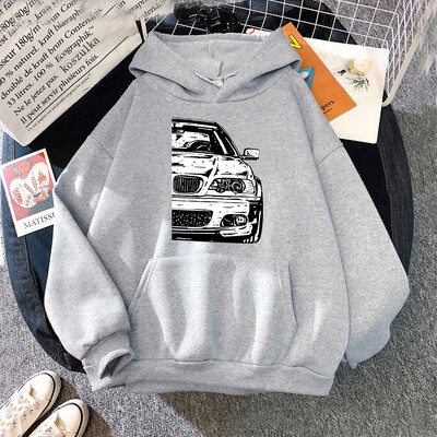 2024 Hot E46 Car grafikas apdruka ar kapuci vīriešu sieviešu Four Seasons kapuces Lielizmēra ielas apģērbs Harajuku unisex izplatīts sporta krekls