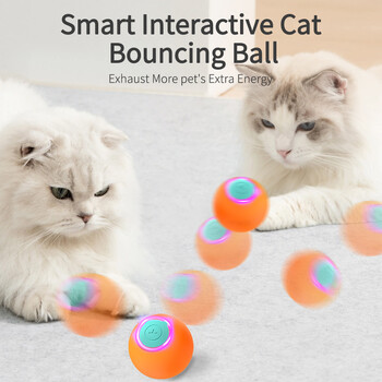 ROJECO Smart Interactive Cat Bouncing Ball Active Rolling Ball for Dog Επαναφορτιζόμενες αυτόματες περιστρεφόμενες κινούμενες μπάλες για παιχνίδι γάτας