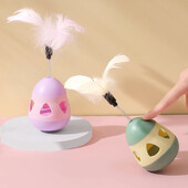 Cat Interactive Toy Funny Tumbler Leaky Food Ball Spring Toys Pet Relieve Doredom Rolling Teaser Παιχνίδι με φτερά με περιστρεφόμενη μπάλα