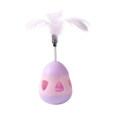 Cat Interactive Toy Funny Tumbler Leaky Food Ball Spring Toys Pet Relieve Doredom Rolling Teaser Παιχνίδι με φτερά με περιστρεφόμενη μπάλα