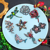 Vintage modne kristalne igle Luksuzni vrhunski cvjetni broš Ženski jednostavni, elegantni koržaž sa životinjama Svestrani dodaci za nakit