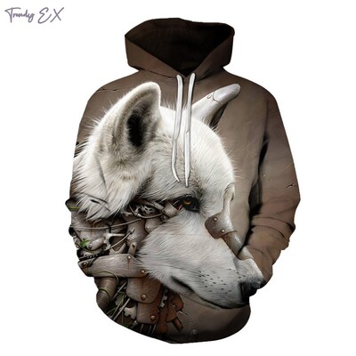 Novi Sweatshirt Harajuku 3D Wolf King Printstreet Modni Sweatshirt Comforts Sport s dugim rukavima s kapuljačom
