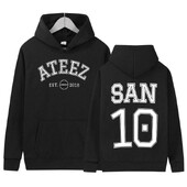 Korejski Ateez Band Hoodie s printom Muškarci Žene Kauzalna visokokvalitetna modna majica s dugim rukavima Prevelike majice s kapuljačom Hip Hop Streetwear