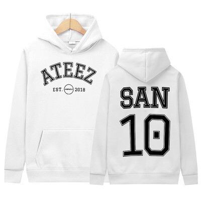 Korejski Ateez Band Hoodie s printom Muškarci Žene Kauzalna visokokvalitetna modna majica s dugim rukavima Prevelike majice s kapuljačom Hip Hop Streetwear