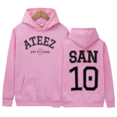 Korejski Ateez Band Hoodie s printom Muškarci Žene Kauzalna visokokvalitetna modna majica s dugim rukavima Prevelike majice s kapuljačom Hip Hop Streetwear