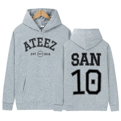 Korejski Ateez Band Hoodie s printom Muškarci Žene Kauzalna visokokvalitetna modna majica s dugim rukavima Prevelike majice s kapuljačom Hip Hop Streetwear