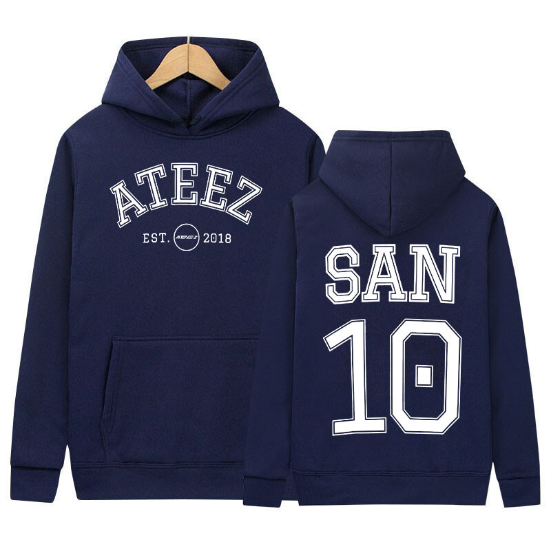 Korejski Ateez Band Hoodie s printom Muškarci Žene Kauzalna visokokvalitetna modna majica s dugim rukavima Prevelike majice s kapuljačom Hip Hop Streetwear