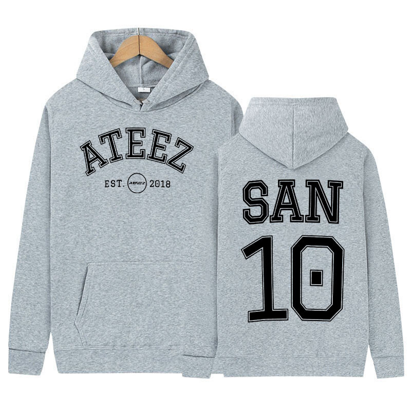 Korejski Ateez Band Hoodie s printom Muškarci Žene Kauzalna visokokvalitetna modna majica s dugim rukavima Prevelike majice s kapuljačom Hip Hop Streetwear