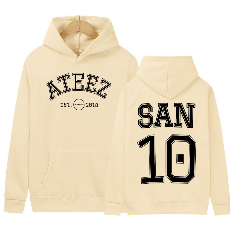 Korejski Ateez Band Hoodie s printom Muškarci Žene Kauzalna visokokvalitetna modna majica s dugim rukavima Prevelike majice s kapuljačom Hip Hop Streetwear