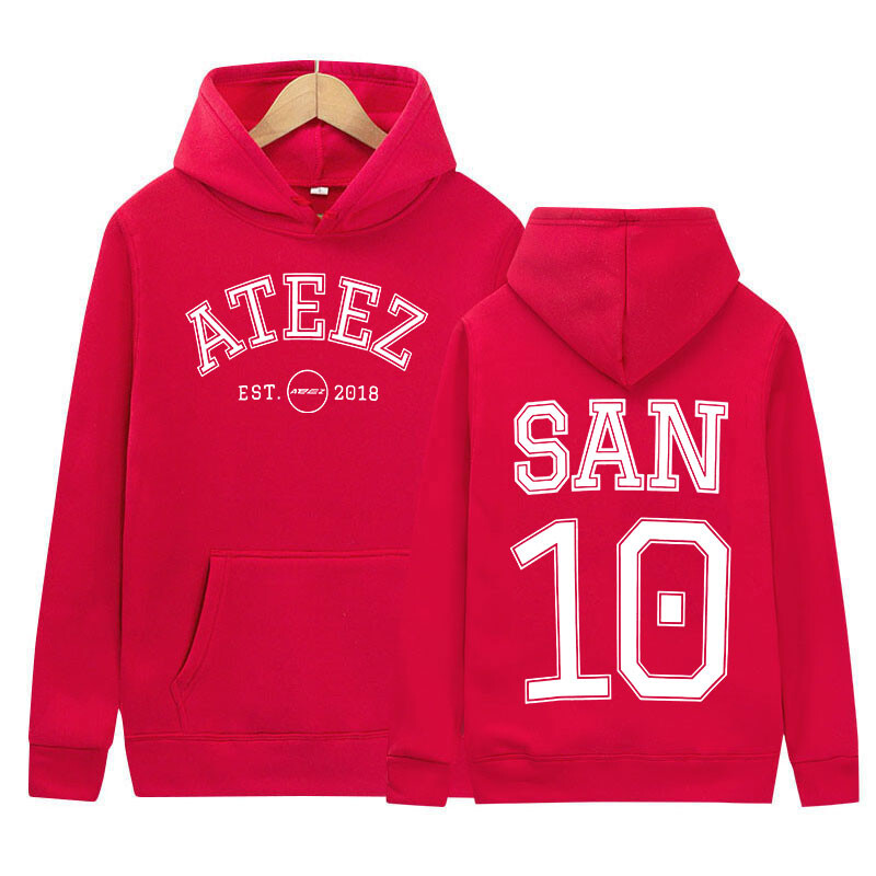 Korejski Ateez Band Hoodie s printom Muškarci Žene Kauzalna visokokvalitetna modna majica s dugim rukavima Prevelike majice s kapuljačom Hip Hop Streetwear