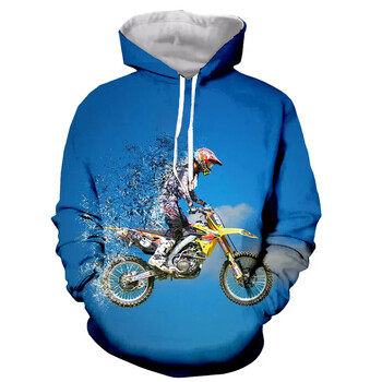 Mountain Motorcycle Rider Pattern Hoodie Модна тенденция с дълъг ръкав Готини 3D печатни суичъри за мъже Ежедневно улично облекло Свободни топове