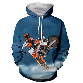 Mountain Motorcycle Rider Pattern Hoodie Модна тенденция с дълъг ръкав Готини 3D печатни суичъри за мъже Ежедневно улично облекло Свободни топове