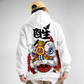 Stil chinezesc Dragon Lion Dance Hanorac Hanorac cu mânecă lungă Pulovere cool Jachetă casual Streetwear 2024 Noi haine pentru bărbați