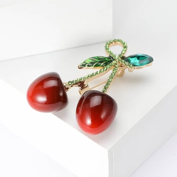 Beaut&Berry Cute σμάλτο Rhinestone Cherry καρφίτσες για γυναίκες Νέου στυλ καρφίτσες φυτών Γραφείο πάρτι Casual αξεσουάρ Δώρα