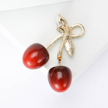 Beaut&Berry Cute σμάλτο Rhinestone Cherry καρφίτσες για γυναίκες Νέου στυλ καρφίτσες φυτών Γραφείο πάρτι Casual αξεσουάρ Δώρα