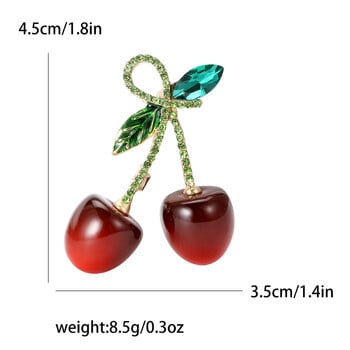 Beaut&Berry Cute σμάλτο Rhinestone Cherry καρφίτσες για γυναίκες Νέου στυλ καρφίτσες φυτών Γραφείο πάρτι Casual αξεσουάρ Δώρα