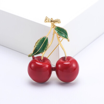 Beaut&Berry Broșe drăguțe din email cu strasuri de cireș pentru femei, stil nou, ace pentru plante, petreceri de birou, accesorii casual, cadouri
