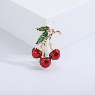 Beaut&Berry Broșe drăguțe din email cu strasuri de cireș pentru femei, stil nou, ace pentru plante, petreceri de birou, accesorii casual, cadouri