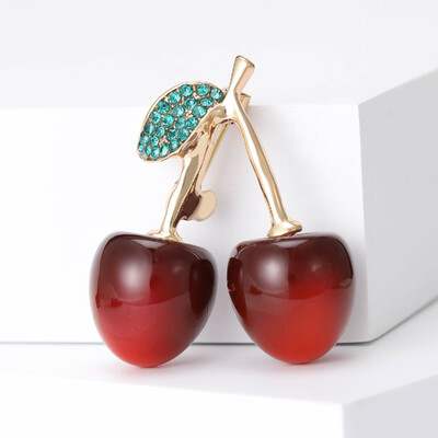 Beaut&Berry Broșe drăguțe din email cu strasuri de cireș pentru femei, stil nou, ace pentru plante, petreceri de birou, accesorii casual, cadouri