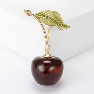 Beaut&Berry Broșe drăguțe din email cu strasuri de cireș pentru femei, stil nou, ace pentru plante, petreceri de birou, accesorii casual, cadouri
