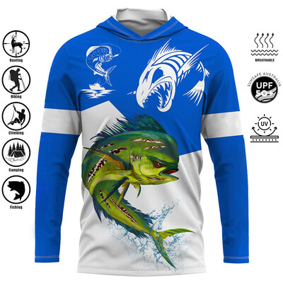 Vīriešu brīvdabas makšķerēšanas krekls, sauļošanās džemperis ar kapuci, ērts sporta krekls, aizsargājošs augšpuse mitrumu uzsūcoša makšķerēšana okeānā