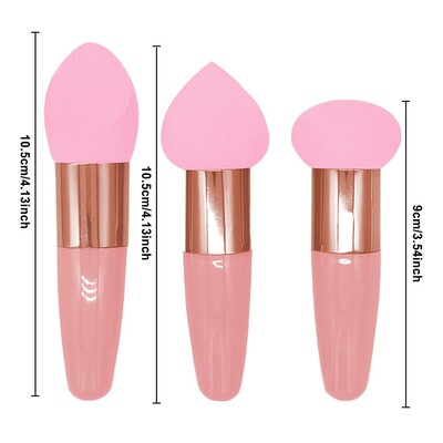 3vnt/komplektas Makeup Sponge Blender Beauty Egg Cosmetic Puff Foundation Kempinėlės Pudros pudra su rankenėlėmis Moteriški makiažo priedai
