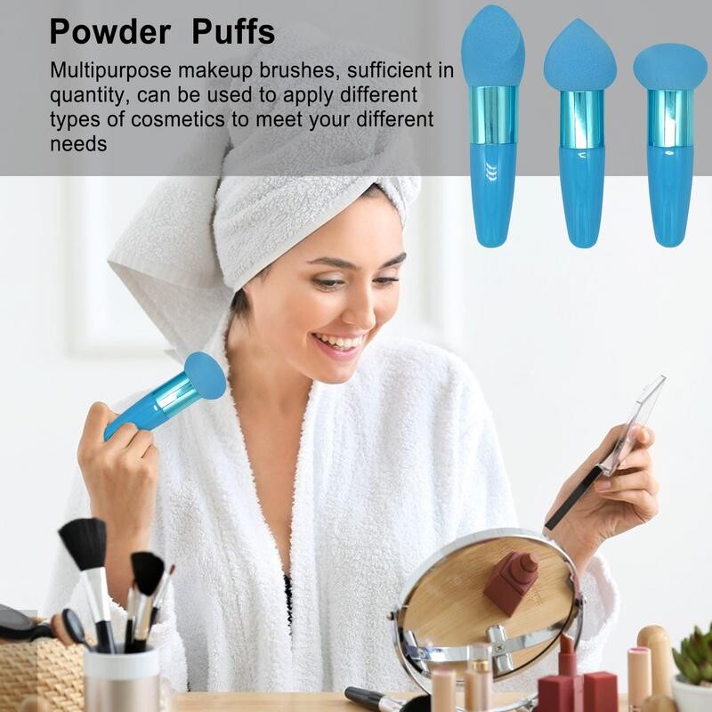 3vnt/komplektas Makeup Sponge Blender Beauty Egg Cosmetic Puff Foundation Kempinėlės Pudros pudra su rankenėlėmis Moteriški makiažo priedai