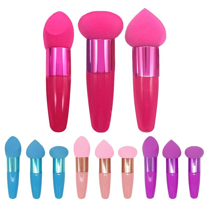 3vnt/komplektas Makeup Sponge Blender Beauty Egg Cosmetic Puff Foundation Kempinėlės Pudros pudra su rankenėlėmis Moteriški makiažo priedai