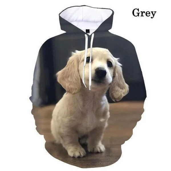 Sügis- ja talv 3d Taks Koer Loomaprint Hoodie Meeste Naiste Unisex Lahe Mood Pikkade varrukatega Pusad Pusad Pullover