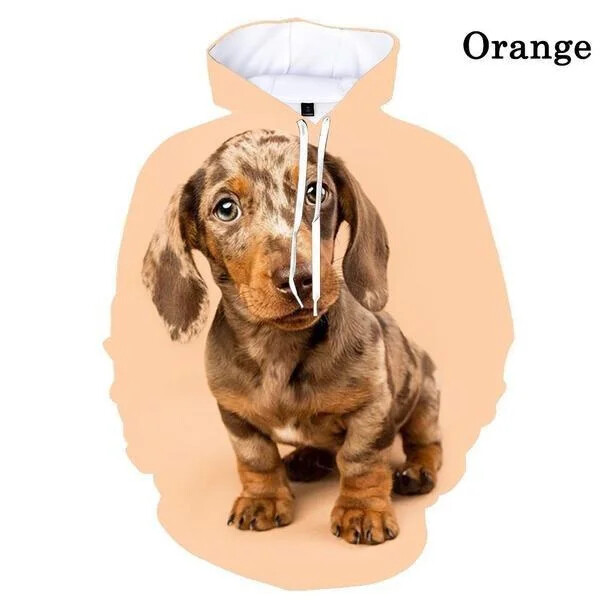 Sügis- ja talv 3d Taks Koer Loomaprint Hoodie Meeste Naiste Unisex Lahe Mood Pikkade varrukatega Pusad Pusad Pullover