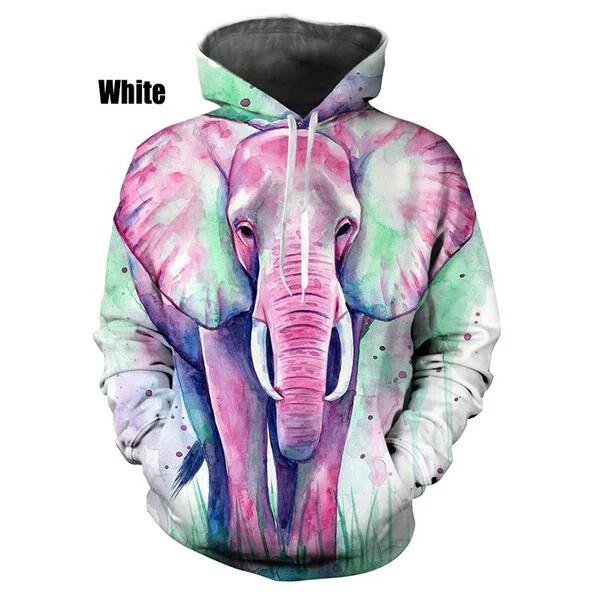 2023-as férfi, állati olajfestmény, elefánt, 3D nyomtatással ellátott kapucnis, legújabb divat, téli uniszex, alkalmi Harajuku szórakoztató pulóver