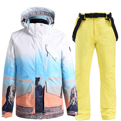 Sieviešu sniega kostīms ūdensizturīgs vēja necaurlaidīgs ziemas kostīms snovbordam Apģērbs slēpju komplekti jakas Bikses Unisex Sk048