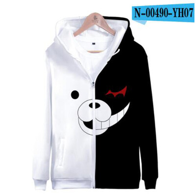 Dangan Ronpa Danganronpa 2 Monokuma Black amp White Bear Hanorac unisex 3D Hanorac Uniforma școlară Cosplay Fermoar Glugă
