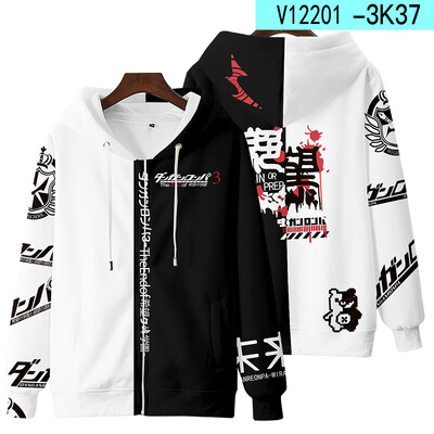 Dangan Ronpa Danganronpa 2 Monokuma Black amp White Bear Hanorac unisex 3D Hanorac Uniforma școlară Cosplay Fermoar Glugă